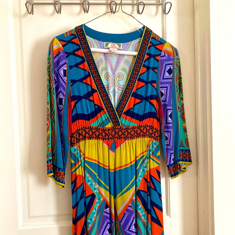 Flying Tomato Smocked Maxi Dress. 3/4 Sleeve Boho, size Small.